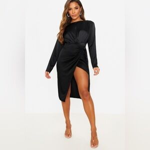 Pretty Little Thing Black Wrap Dress Size 4 NWT